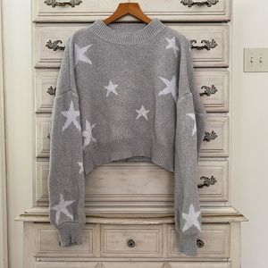 Vici Grey Cropped Star Sweater
